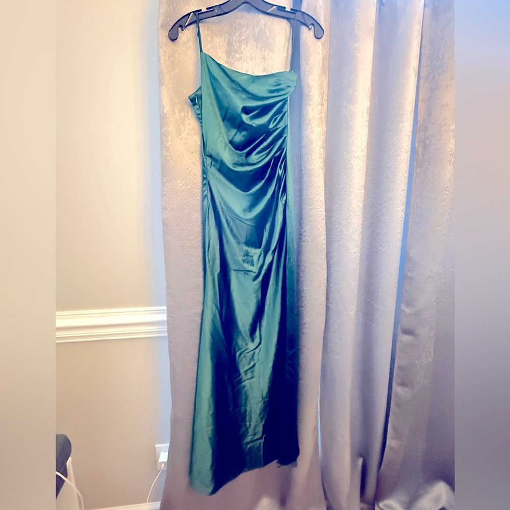 Faeriesty green one strap gown, xs, euc